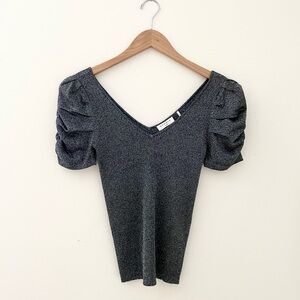 SANDRO short sleeve stretch ribbed top S